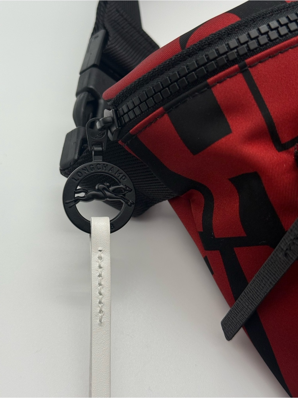 Longchamp Red and Black Logo-Print Belt Bag - Picture 5 of 13